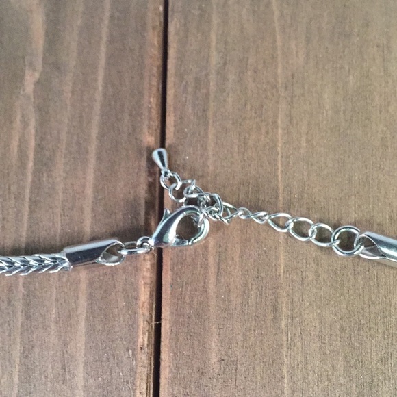 Vintage silver plated necklace with pink swarovski - Picture 7 of 8